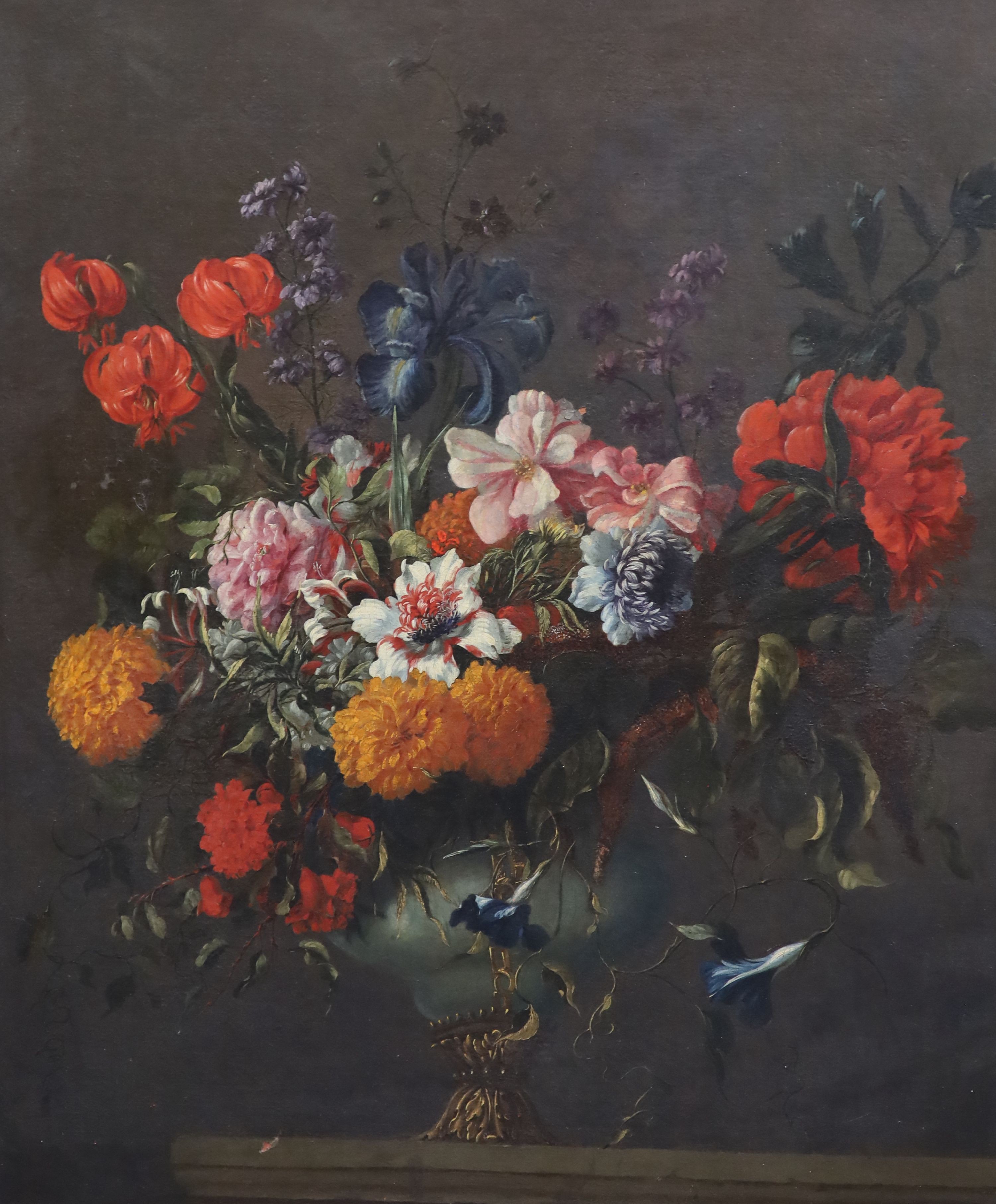 Gasper Peeter Verbruggen The Younger (1664-1730), Still life of flowers in a vase on a ledge, Oil on canvas, 86 x 72cm.